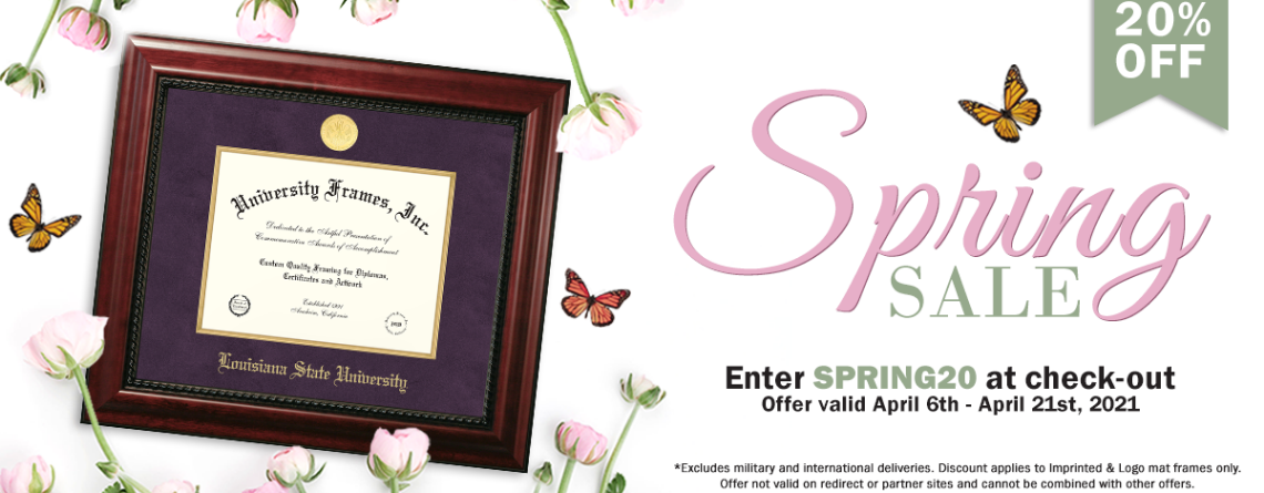 20% OFF College Diploma Frames, Spring Sale Ends Soon