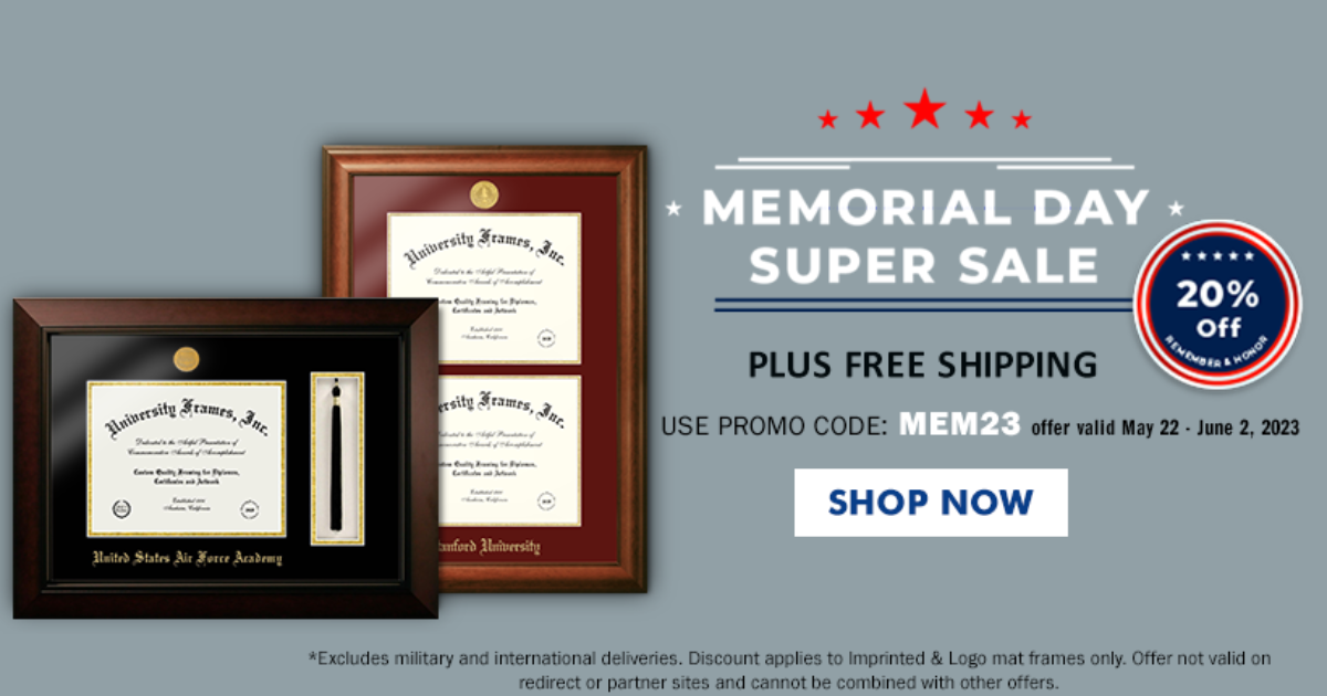 University Frames: Memorial Day Special Sale 