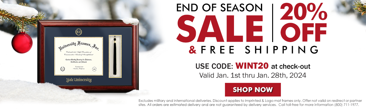 End of Season Sale at University Frames: Get 20% OFF on Your Favorite Diploma Frame!