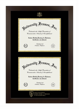 (Hofstra University) Donald and Barbara Zucker School of Medicine at Hofstra/Northwell Double Diploma Frame in Manhattan Espresso with Black & Gold Mats for document: 8 1/2"h x 11"w  , document: 8 1/2"h x 11"w  
