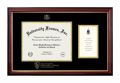 (Hofstra University) Donald and Barbara Zucker School of Medicine at Hofstra/Northwell Diploma with Announcement Frame in Petite Mahogany with Gold Trim with Black & Gold Mats for document: 8 1/2"h x 11"w  , diploma: 7"h x 4"w  