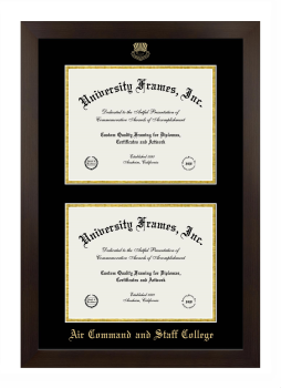 Air Command and Staff College Double Diploma Frame in Manhattan Espresso with Black & Gold Mats for document: 8 1/2"h x 11"w  , document: 8 1/2"h x 11"w  