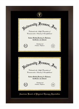 American Board of Physical Therapy Specialties Double Diploma Frame in Manhattan Espresso with Black & Gold Mats for document: 8 1/2"h x 11"w  , document: 8 1/2"h x 11"w  