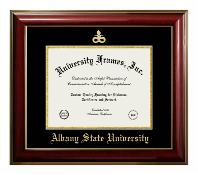 Albany State University (Albany, GA) Diploma Frame in Classic Mahogany with Gold Trim with Black & Gold Mats for document: 8 1/2"h x 11"w  