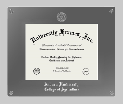 Auburn University College of Agriculture Lucent Clear-over-Smoke Frame in Lucent Smoke Moulding with Lucent Smoke Mat for document: 8 1/2"h x 11"w  