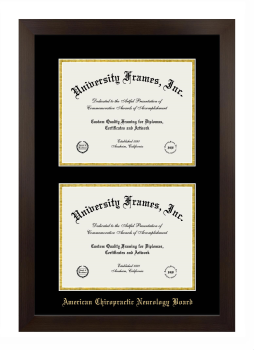 American Chiropractic Neurology Board Double Diploma Frame in Manhattan Espresso with Black & Gold Mats for document: 8 1/2"h x 11"w  , document: 8 1/2"h x 11"w  