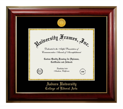 Auburn University College of Liberal Arts Diploma Frame in Classic Mahogany with Gold Trim with Black & Gold Mats for document: 8 1/2"h x 11"w  