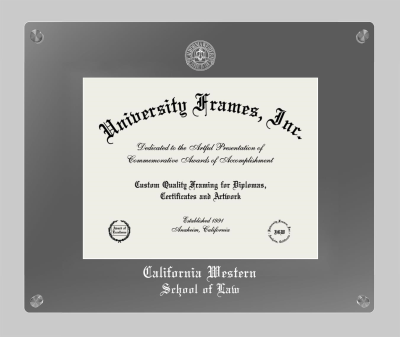 California Western School of Law Lucent Clear-over-Smoke Frame in Lucent Smoke Moulding with Lucent Smoke Mat for document: 8 1/2"h x 11"w  