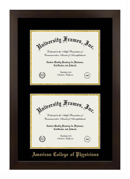 American College of Physicians Double Diploma Frame in Manhattan Espresso with Black & Gold Mats for document: 8 1/2"h x 11"w  , document: 8 1/2"h x 11"w  
