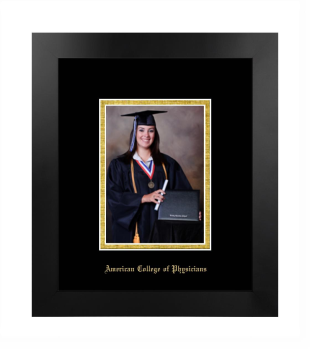 American College of Physicians 5 x 7 Portrait Frame in Manhattan Black with Black & Gold Mats