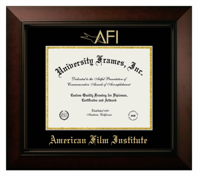 American Film Institute Diploma Frame in Legacy Black Cherry with Black & Gold Mats for document: 8 1/2"h x 11"w  