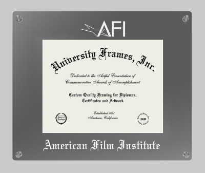 American Film Institute Lucent Clear-over-Smoke Frame in Lucent Smoke Moulding with Lucent Smoke Mat for document: 8 1/2"h x 11"w  