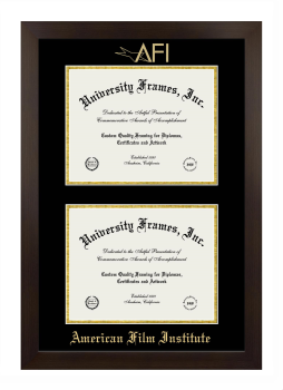 American Film Institute Double Diploma Frame in Manhattan Espresso with Black & Gold Mats for document: 8 1/2"h x 11"w  , document: 8 1/2"h x 11"w  