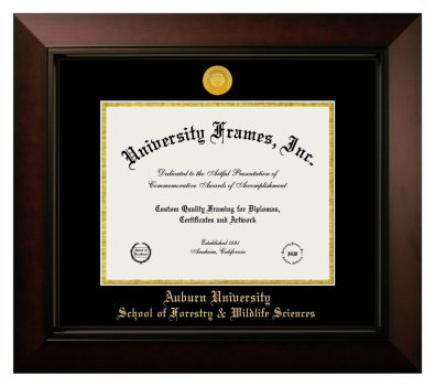 Auburn University School of Forestry & Wildlife Sciences Diploma Frame in Legacy Black Cherry with Black & Gold Mats for document: 8 1/2"h x 11"w  