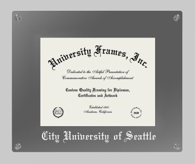 City University of Seattle Lucent Clear-over-Smoke Frame in Lucent Smoke Moulding with Lucent Smoke Mat for document: 8 1/2"h x 11"w  