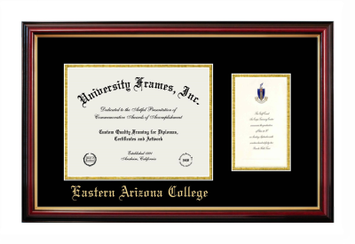 Eastern Arizona College-Thatcher Diploma with Announcement Frame in Petite Mahogany with Gold Trim with Black & Gold Mats for document: 8 1/2"h x 11"w  , diploma: 7"h x 4"w  