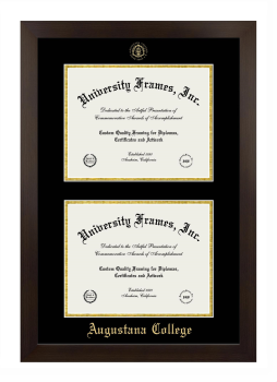Augustana College (Sioux Falls, SD) Double Diploma Frame in Manhattan Espresso with Black & Gold Mats for document: 8 1/2"h x 11"w  , document: 8 1/2"h x 11"w  