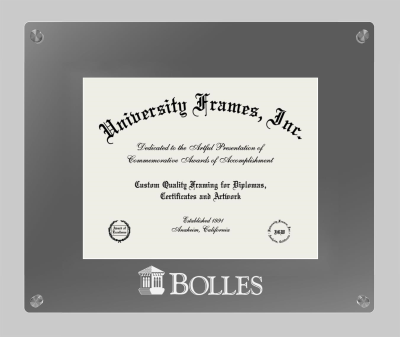 Bolles School Lucent Clear-over-Smoke Frame in Lucent Smoke Moulding with Lucent Smoke Mat for document: 8 1/2"h x 11"w  
