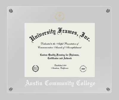 Austin Community College Lucent Clear-over-Clear Frame in Lucent Clear Moulding with Lucent Clear Mat for document: 8 1/2"h x 11"w  