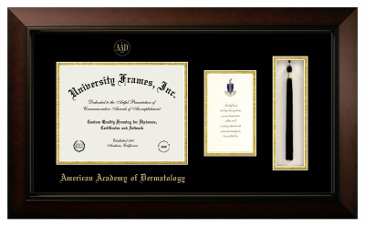 American Academy of Dermatology Diploma with Announcement & Tassel Box Frame in Legacy Black Cherry with Black & Gold Mats for document: 8 1/2"h x 11"w  , diploma: 7"h x 4"w  