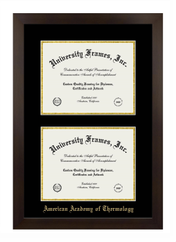 American Academy of Thermology Double Diploma Frame in Manhattan Espresso with Black & Gold Mats for document: 8 1/2"h x 11"w  , document: 8 1/2"h x 11"w  