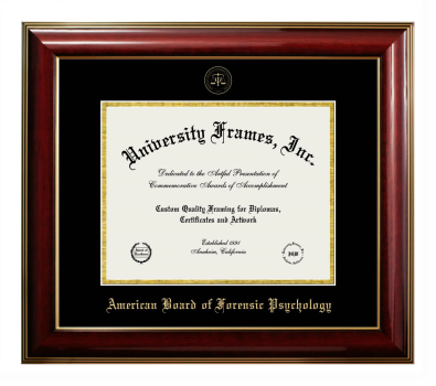 American Board of Forensic Psychology Diploma Frame in Classic Mahogany with Gold Trim with Black & Gold Mats for document: 8 1/2"h x 11"w  