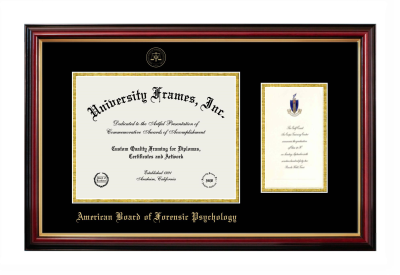 American Board of Forensic Psychology Diploma with Announcement Frame in Petite Mahogany with Gold Trim with Black & Gold Mats for document: 8 1/2"h x 11"w  , diploma: 7"h x 4"w  