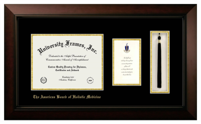 American Board of Holistic Medicine Diploma with Announcement & Tassel Box Frame in Legacy Black Cherry with Black & Gold Mats for document: 8 1/2"h x 11"w  , diploma: 7"h x 4"w  