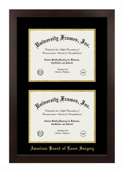 American Board of Laser Surgery Double Diploma Frame in Manhattan Espresso with Black & Gold Mats for document: 8 1/2"h x 11"w  , document: 8 1/2"h x 11"w  