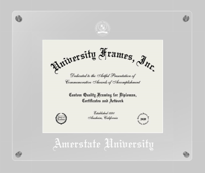Amerstate University Lucent Clear-over-Clear Frame in Lucent Clear Moulding with Lucent Clear Mat for document: 8 1/2"h x 11"w  