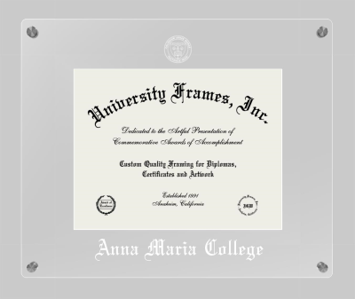 Anna Maria College Lucent Clear-over-Clear Frame in Lucent Clear Moulding with Lucent Clear Mat for document: 8 1/2"h x 11"w  