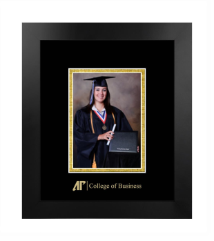 AP College of Business 5 x 7 Portrait Frame in Manhattan Black with Black & Gold Mats