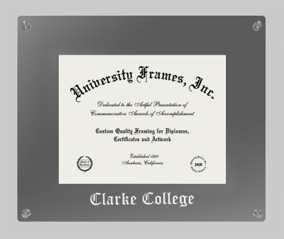 Clarke College Lucent Clear-over-Smoke Frame in Lucent Smoke Moulding with Lucent Smoke Mat for document: 8 1/2"h x 11"w  