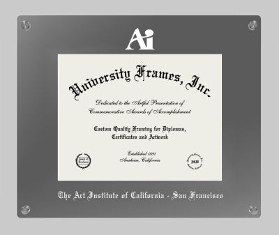 Art Institute of California-San Francisco Lucent Clear-over-Smoke Frame in Lucent Smoke Moulding with Lucent Smoke Mat for document: 8 1/2"h x 11"w  