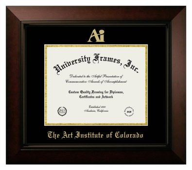 Art Institute of Colorado Diploma Frame in Legacy Black Cherry with Black & Gold Mats for document: 8 1/2"h x 11"w  