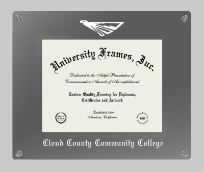 Cloud County Community College Lucent Clear-over-Smoke Frame in Lucent Smoke Moulding with Lucent Smoke Mat for document: 8 1/2"h x 11"w  