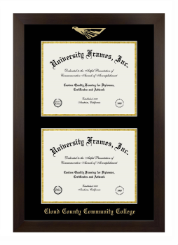 Cloud County Community College Double Diploma Frame in Manhattan Espresso with Black & Gold Mats for document: 8 1/2"h x 11"w  , document: 8 1/2"h x 11"w  