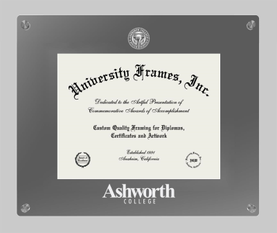Ashworth College Lucent Clear-over-Smoke Frame in Lucent Smoke Moulding with Lucent Smoke Mat for document: 8 1/2"h x 11"w  