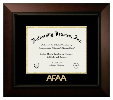 Athletics and Fitness Association of America Diploma Frame in Legacy Black Cherry with Black & Gold Mats for document: 8 1/2"h x 11"w  