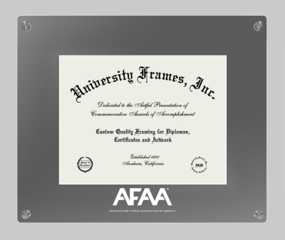 Athletics and Fitness Association of America Lucent Clear-over-Smoke Frame in Lucent Smoke Moulding with Lucent Smoke Mat for document: 8 1/2"h x 11"w  