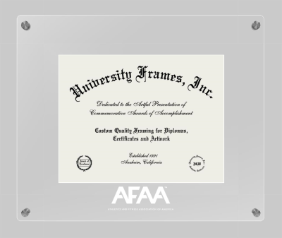 Athletics and Fitness Association of America Lucent Clear-over-Clear Frame in Lucent Clear Moulding with Lucent Clear Mat for document: 8 1/2"h x 11"w  