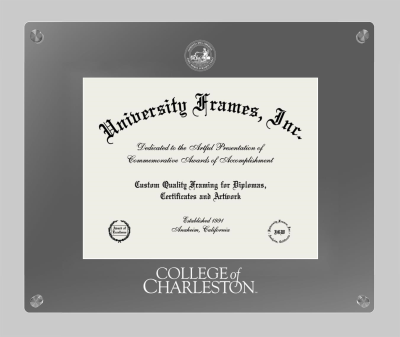 College of Charleston Lucent Clear-over-Smoke Frame in Lucent Smoke Moulding with Lucent Smoke Mat for document: 8 1/2"h x 11"w  