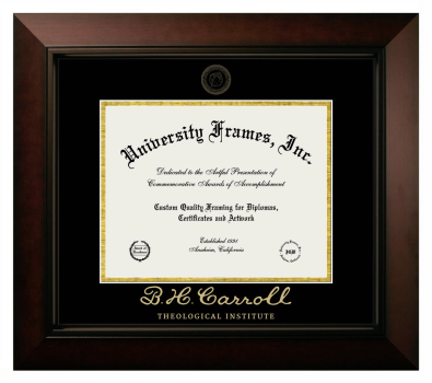 B.H. Carroll Theological Institute Diploma Frame in Legacy Black Cherry with Black & Gold Mats for document: 8 1/2"h x 11"w  