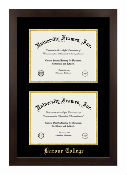 Bacone College Double Diploma Frame in Manhattan Espresso with Black & Gold Mats for document: 8 1/2"h x 11"w  , document: 8 1/2"h x 11"w  