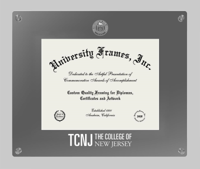 College of New Jersey Lucent Clear-over-Smoke Frame in Lucent Smoke Moulding with Lucent Smoke Mat for document: 8 1/2"h x 11"w  