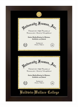 Baldwin-Wallace College Double Diploma Frame in Manhattan Espresso with Black & Gold Mats for document: 8 1/2"h x 11"w  , document: 8 1/2"h x 11"w  