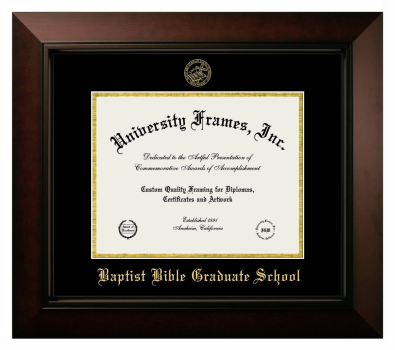 Baptist Bible Graduate School Diploma Frame in Legacy Black Cherry with Black & Gold Mats for document: 8 1/2"h x 11"w  