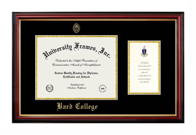 Bard College Diploma with Announcement Frame in Petite Mahogany with Gold Trim with Black & Gold Mats for document: 8 1/2"h x 11"w  , diploma: 7"h x 4"w  