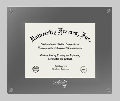 Barrow Neurological Institute Lucent Clear-over-Smoke Frame in Lucent Smoke Moulding with Lucent Smoke Mat for document: 8 1/2"h x 11"w  
