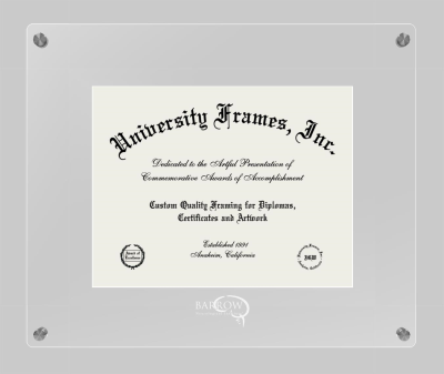 Barrow Neurological Institute Lucent Clear-over-Clear Frame in Lucent Clear Moulding with Lucent Clear Mat for document: 8 1/2"h x 11"w  